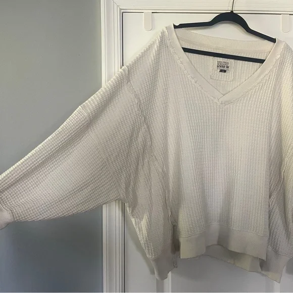 American Eagle AE Big Hug Oversized Waffle V Neck Pullover XL - Picture 2 of 4